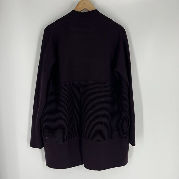 Lululemon Sweater Size 6 Plum Sit In Lotus Split Back Ribbed Cardigan Wrap Yoga - Picture 4 of 7